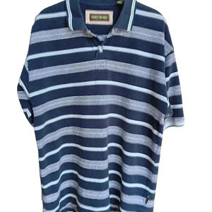 Ruff Hewn Men's navy and white stripe Polo size M